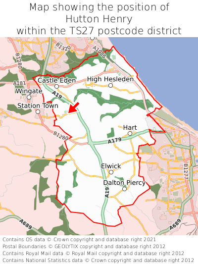 Map showing location of Hutton Henry within TS27