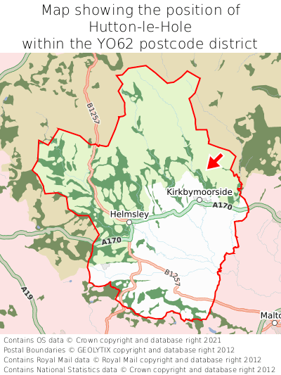 Map showing location of Hutton-le-Hole within YO62