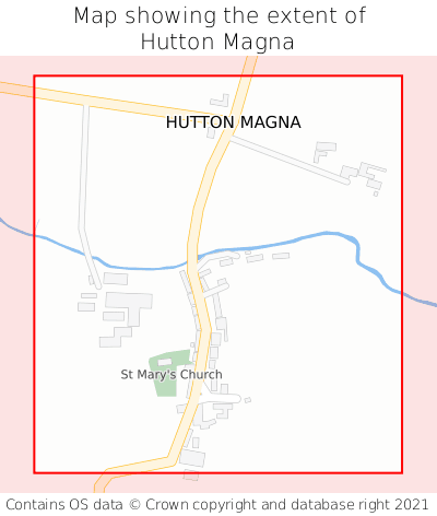 Map showing extent of Hutton Magna as bounding box