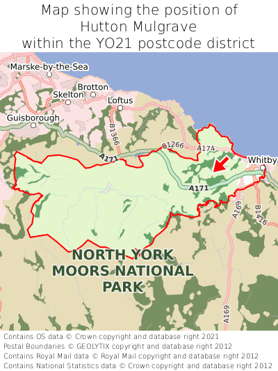 Map showing location of Hutton Mulgrave within YO21