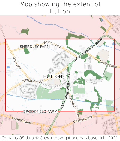 Map showing extent of Hutton as bounding box