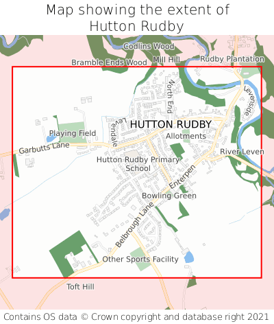 Map showing extent of Hutton Rudby as bounding box