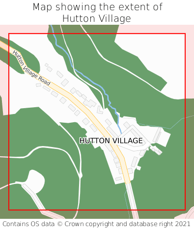 Map showing extent of Hutton Village as bounding box