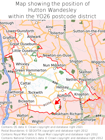 Map showing location of Hutton Wandesley within YO26
