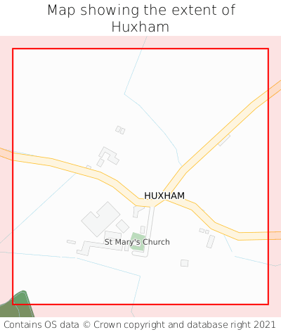 Map showing extent of Huxham as bounding box