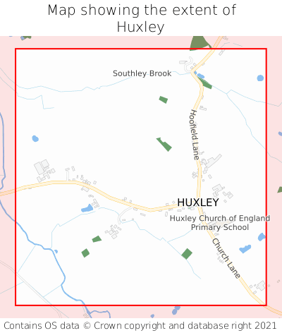 Map showing extent of Huxley as bounding box