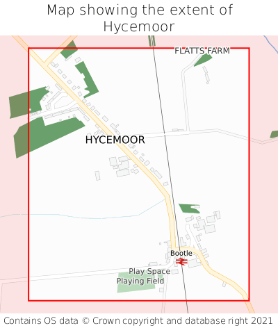 Map showing extent of Hycemoor as bounding box