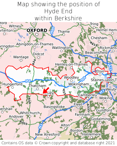 Map showing location of Hyde End within Berkshire