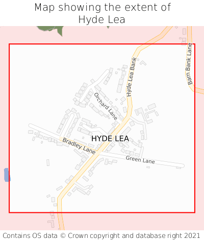 Map showing extent of Hyde Lea as bounding box