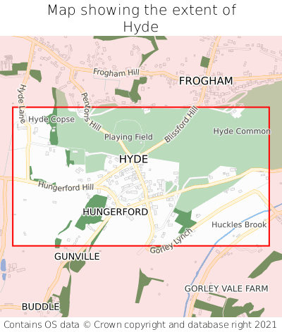 Map showing extent of Hyde as bounding box