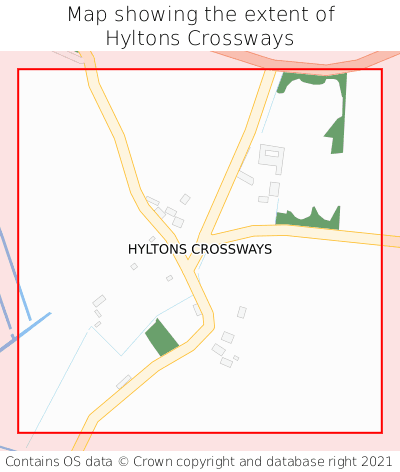Map showing extent of Hyltons Crossways as bounding box