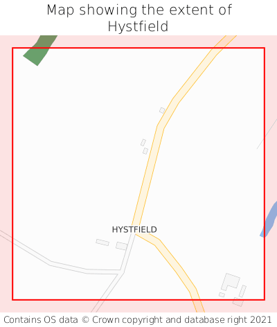 Map showing extent of Hystfield as bounding box