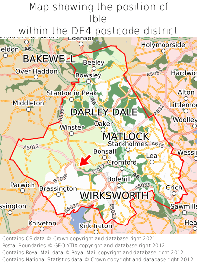 Map showing location of Ible within DE4