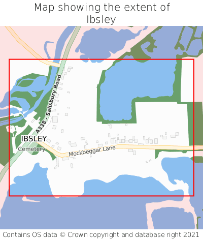Map showing extent of Ibsley as bounding box