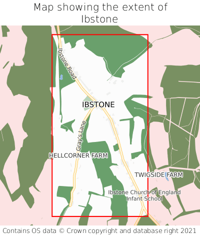 Map showing extent of Ibstone as bounding box