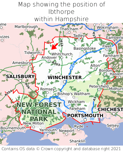 Map showing location of Ibthorpe within Hampshire