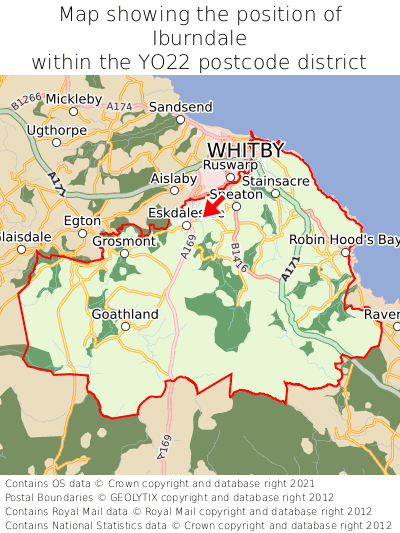 Map showing location of Iburndale within YO22