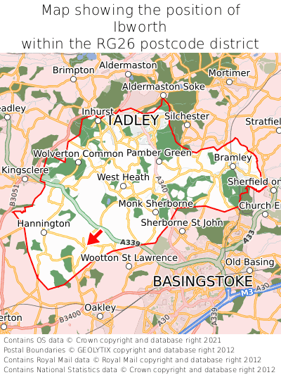 Map showing location of Ibworth within RG26