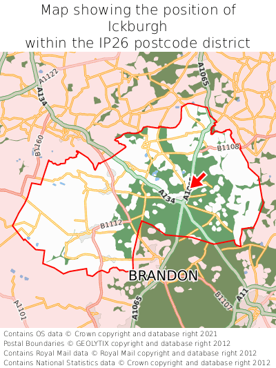 Map showing location of Ickburgh within IP26