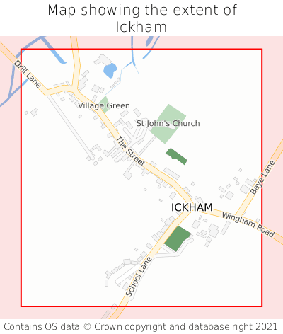 Map showing extent of Ickham as bounding box