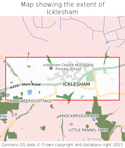 Map showing extent of Icklesham as bounding box