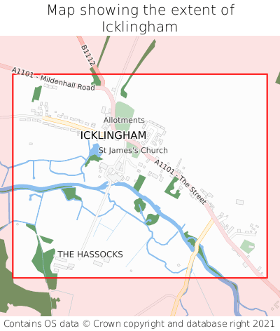 Map showing extent of Icklingham as bounding box
