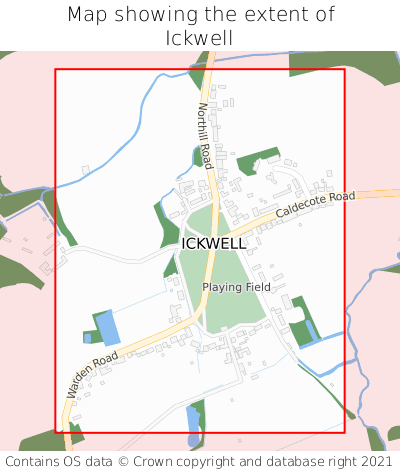Map showing extent of Ickwell as bounding box