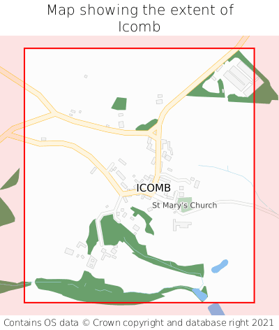 Map showing extent of Icomb as bounding box