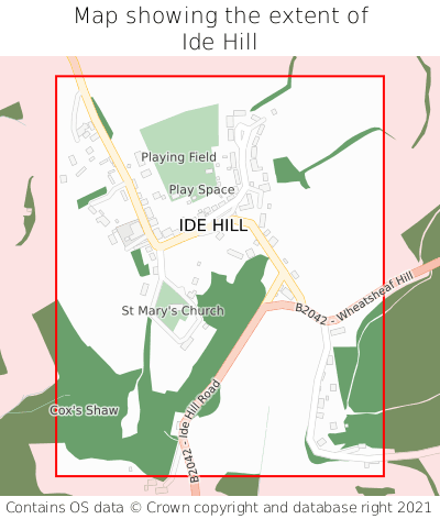 Map showing extent of Ide Hill as bounding box