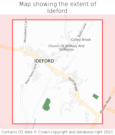 Map showing extent of Ideford as bounding box
