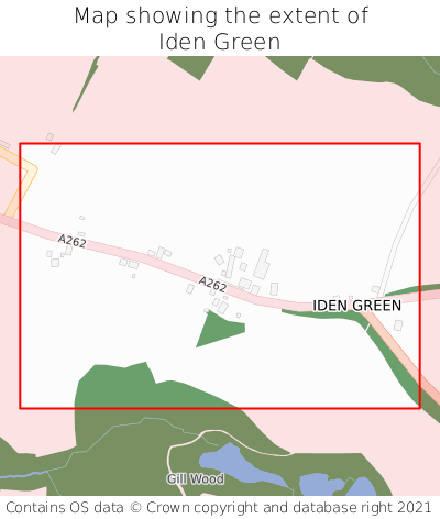 Map showing extent of Iden Green as bounding box