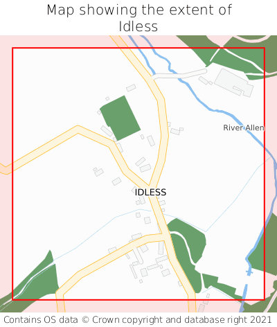 Map showing extent of Idless as bounding box