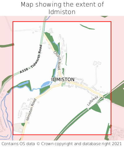 Map showing extent of Idmiston as bounding box