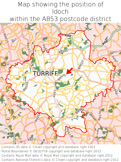 Map showing location of Idoch within AB53