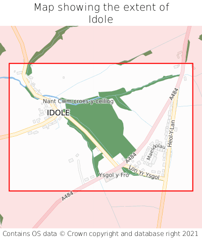 Map showing extent of Idole as bounding box
