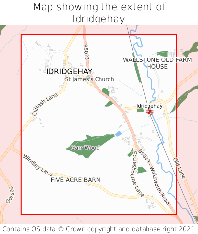 Map showing extent of Idridgehay as bounding box