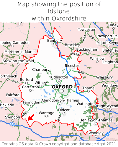Map showing location of Idstone within Oxfordshire