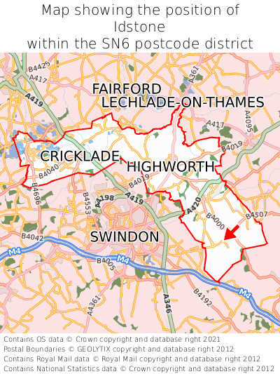 Map showing location of Idstone within SN6