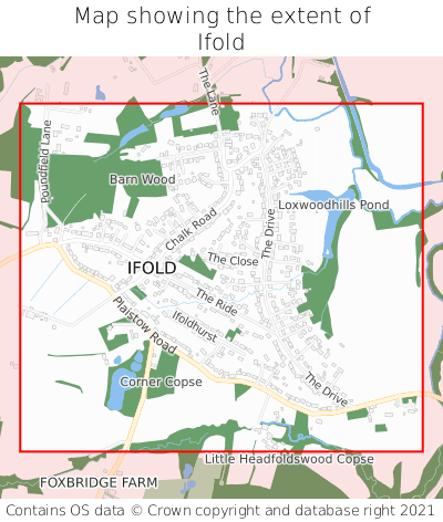 Map showing extent of Ifold as bounding box