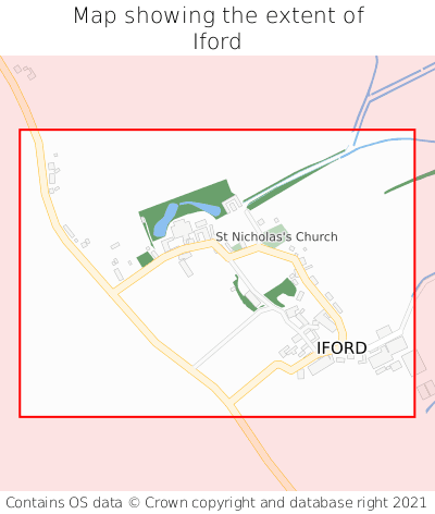 Map showing extent of Iford as bounding box