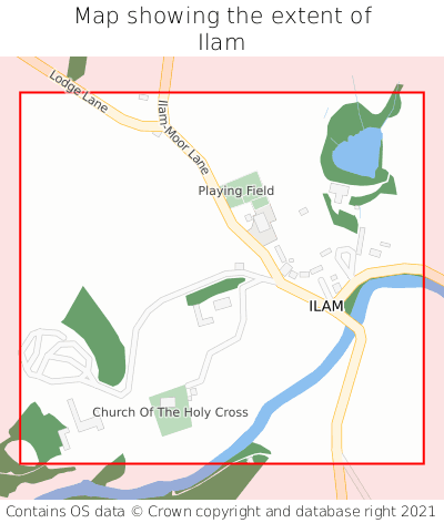 Map showing extent of Ilam as bounding box