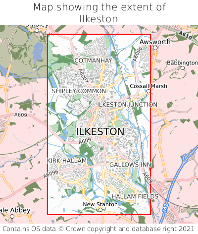 Map showing extent of Ilkeston as bounding box