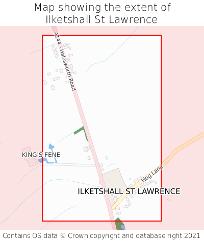 Map showing extent of Ilketshall St Lawrence as bounding box