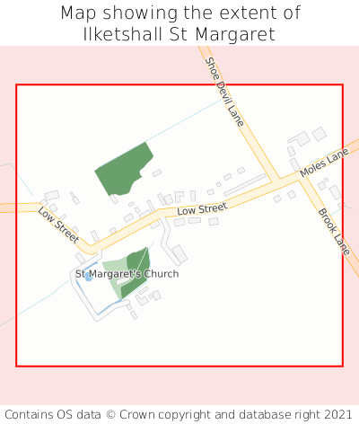 Map showing extent of Ilketshall St Margaret as bounding box