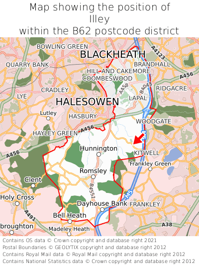 Map showing location of Illey within B62