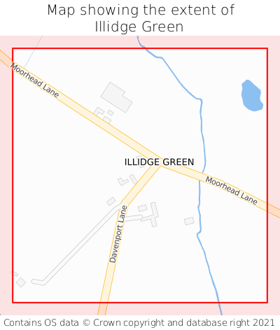 Map showing extent of Illidge Green as bounding box