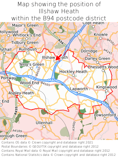 Map showing location of Illshaw Heath within B94