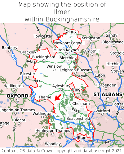 Map showing location of Ilmer within Buckinghamshire