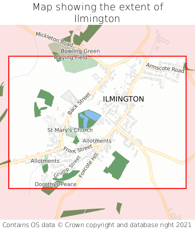 Map showing extent of Ilmington as bounding box