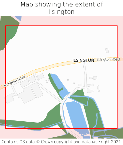 Map showing extent of Ilsington as bounding box